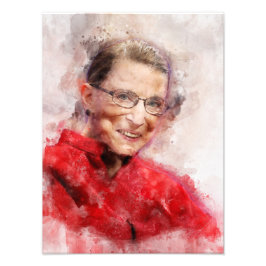 Ruth Bader Ginsburg Smiling Watercolor Porträtt R Fototryck