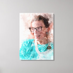 Ruth Bader Ginsburg Smiling Watercolor Porträtt T Canvastryck