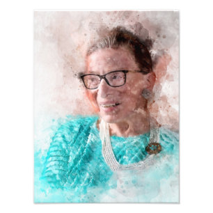 Ruth Bader Ginsburg Smiling Watercolor Porträtt T Fototryck