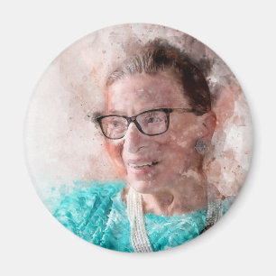 Ruth Bader Ginsburg Smiling Watercolor Porträtt T Magnet