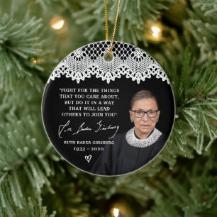 Ruth Bader Ginsburg Snöre Collar RBG Julgran Julgransprydnad Keramik