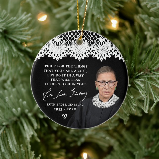 Ruth Bader Ginsburg Snöre Collar RBG Julgran Julgransprydnad Keramik (Träd)