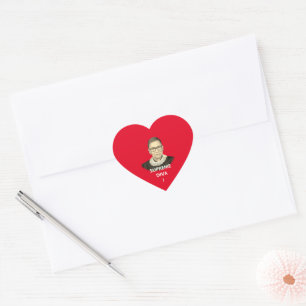 Ruth Bader Ginsburg Supreme Diva Tear Red Heart Hjärtformat Klistermärke