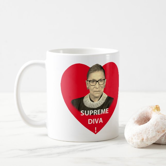 Ruth Bader Ginsburg Supreme Diva Tear Red Heart Kaffemugg (Med munk)