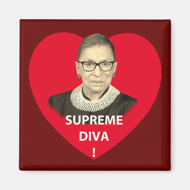 Ruth Bader Ginsburg Supreme Diva Tear Red Heart Magnet (Framsidan)