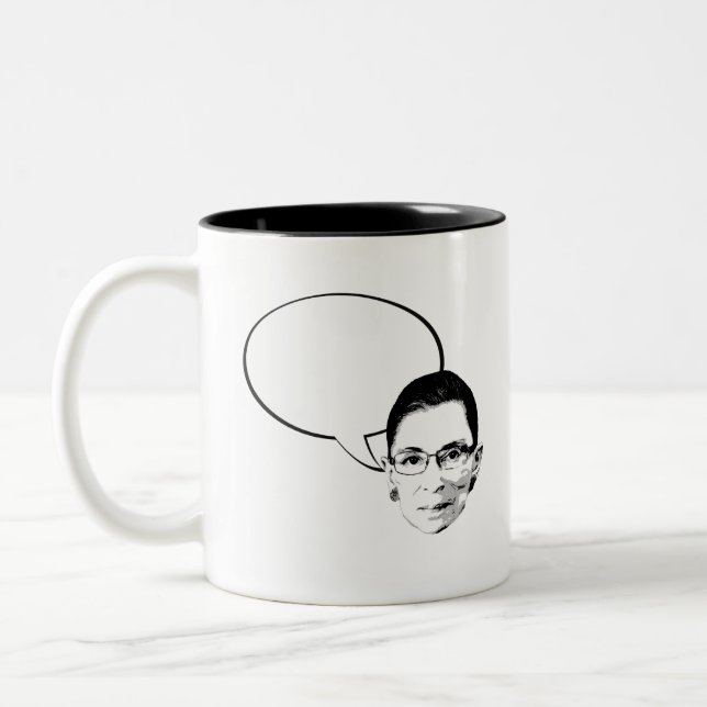 Ruth Bader Ginsburg tanke bubblar Två-Tonad Mugg (Vänster)