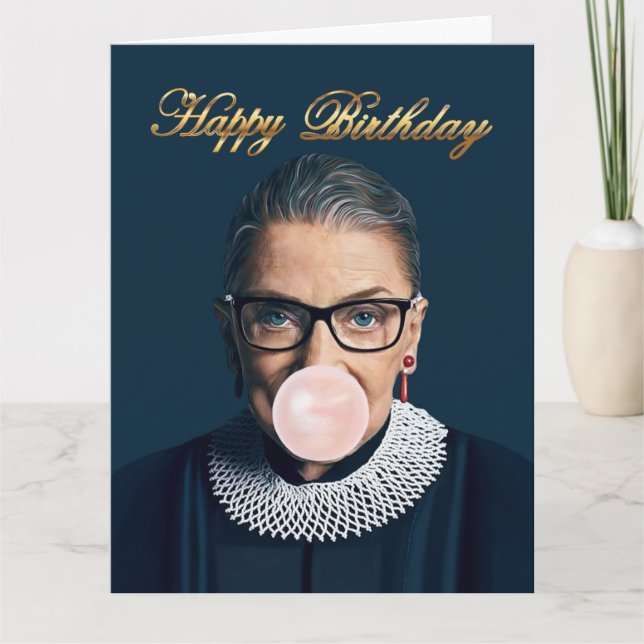Ruth Bader Ginsburg Tuttar Rosa Bubblegum Kort (Framsida)