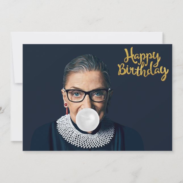 Ruth Ginsburg Blåser Tuggummi Glad Födelsedag Inbjudningar (Framsida)