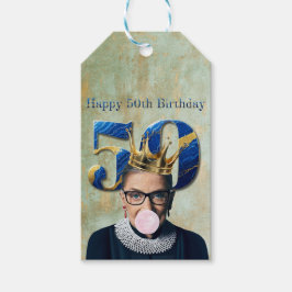 Ruth Ginsburg Crown Gum Happy 50th Birthday Presentetikett