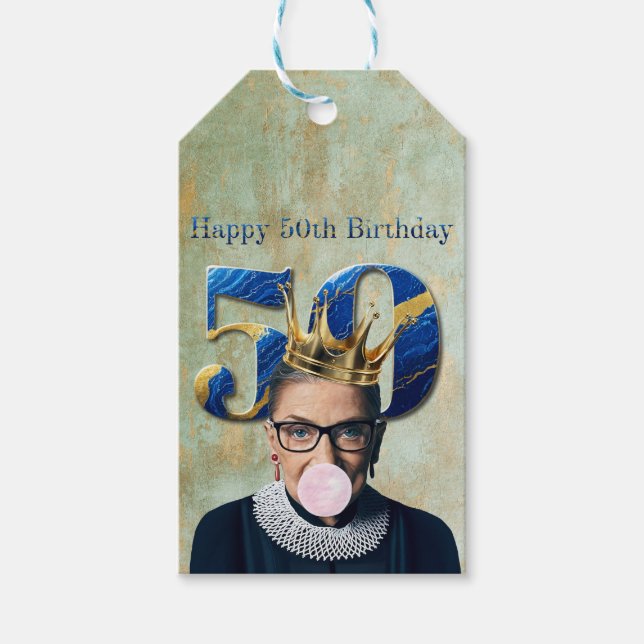 Ruth Ginsburg Crown Gum Happy 50th Birthday Presentetikett (Framsidan)