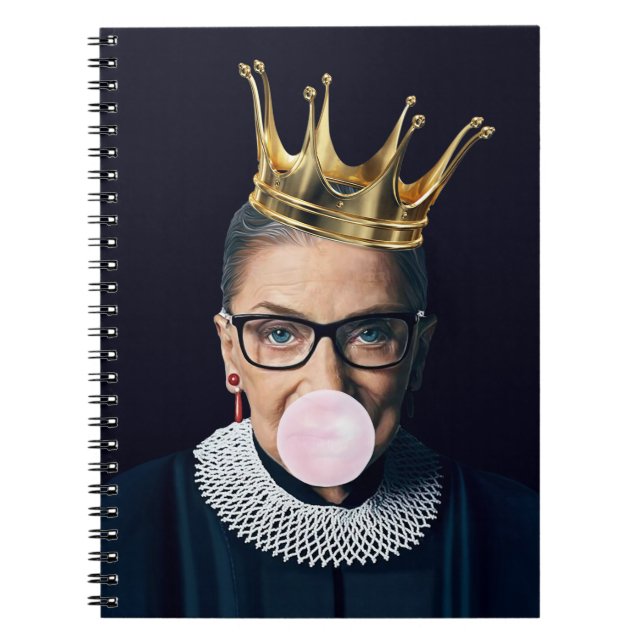 Ruth Ginsburg guld krona, rosa-gummi Anteckningsbok (Framsidan)