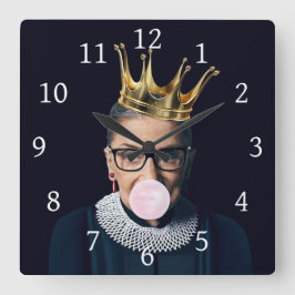 Ruth Ginsburg guld krona, rosa-gummi Fyrkantig Klocka