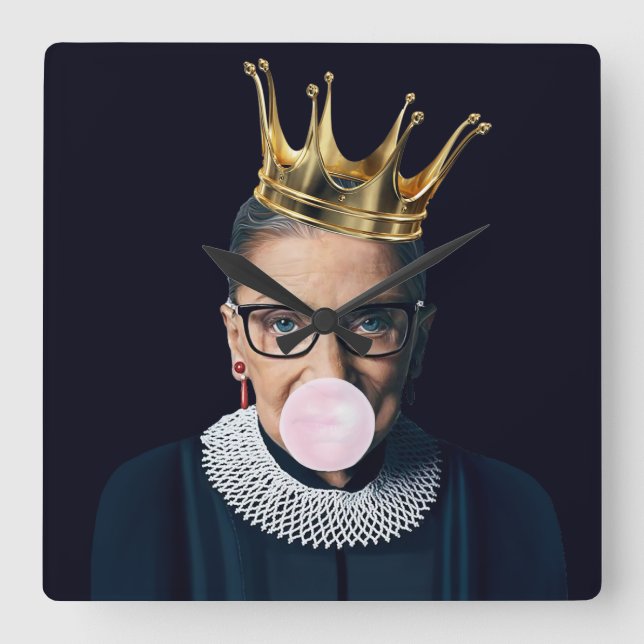 Ruth Ginsburg guld krona, rosa-gummi Fyrkantig Klocka (Framsida)