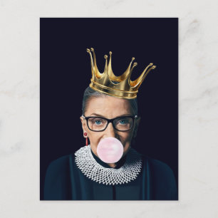 Ruth Ginsburg guldkrona blåser rosa tuggummi Vykort