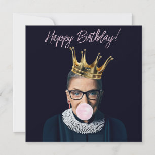 Ruth Ginsburg krona rosa tuggummi Grattis på födel Kort