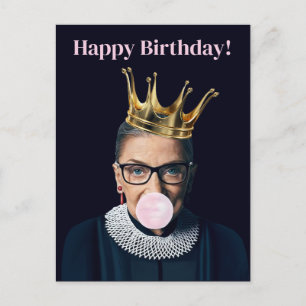 Ruth Ginsburg krona rosa tuggummi Grattis på födel Vykort