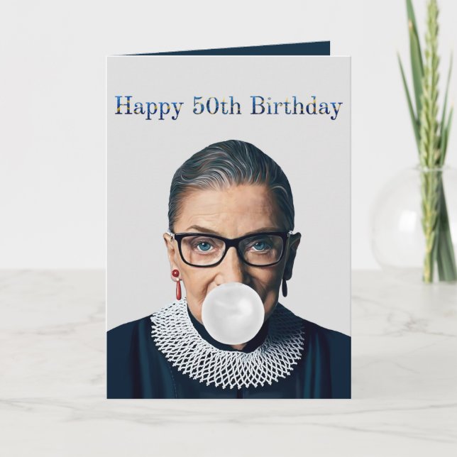 Ruth Ginsburg vit tuggummi Glad 50-årsdag Kort (Framsida)