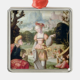 Ruth och Naomi i fält av Boaz, c.1530-40 Julgransprydnad Metall