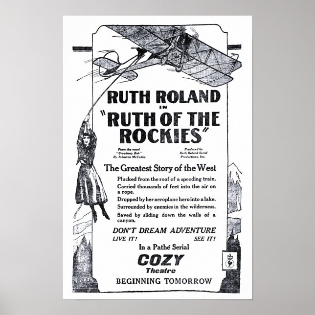 Ruth Roland 1920-vintagens filmannons poster (Framsidan)