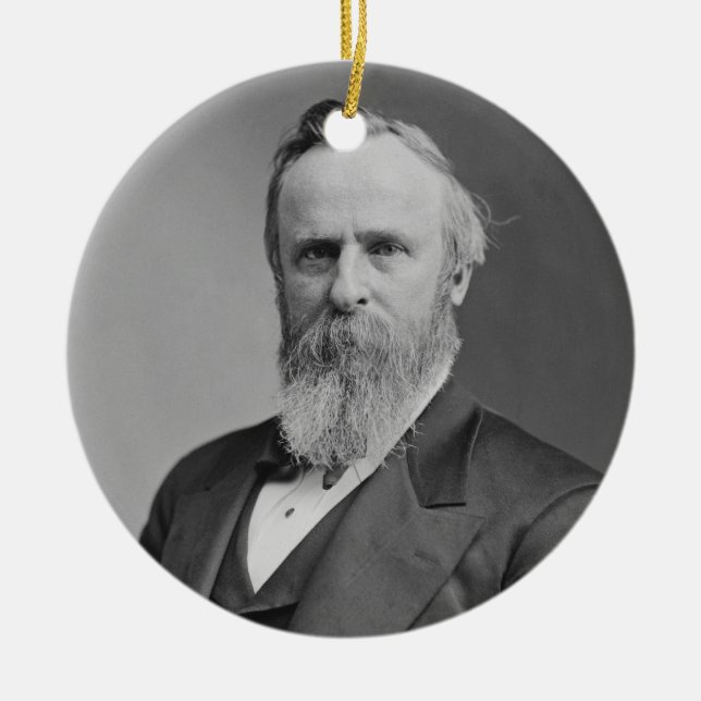 Rutherford B. Hayes porträtt av Mathew Brady Julgransprydnad Keramik (Framsidan)