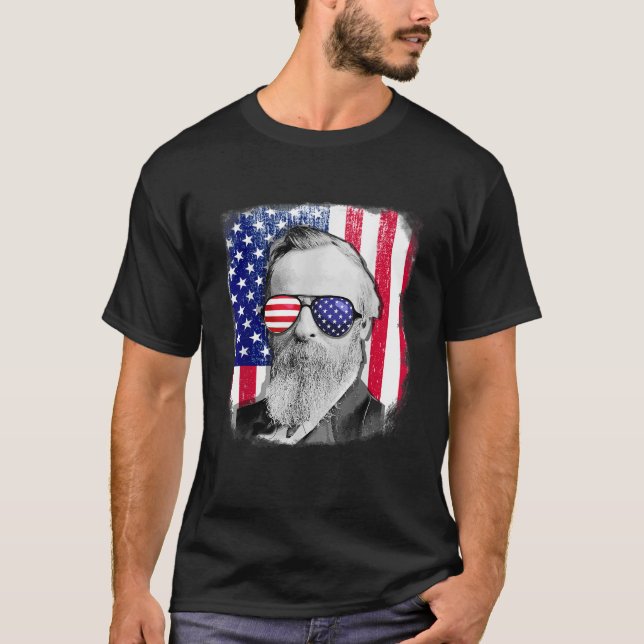 Rutherford B Hayes US flagga shirt 4:e juli T Shirt (Framsida)