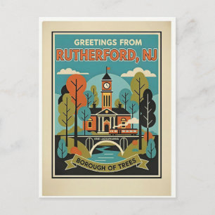 Rutherford NJ Borough of Trees Retro Vykort