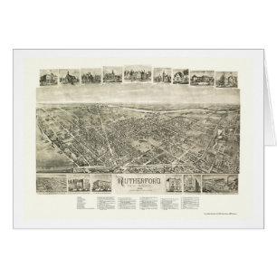 Rutherford panorama- karta för NJ - 1904 Hälsningskort