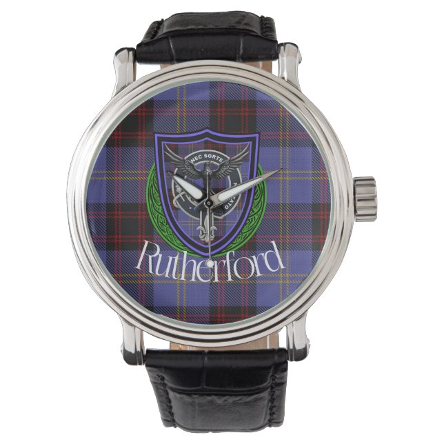 Rutherford Scottish Clan Tartan & Crest Armbandsur (Framsida)