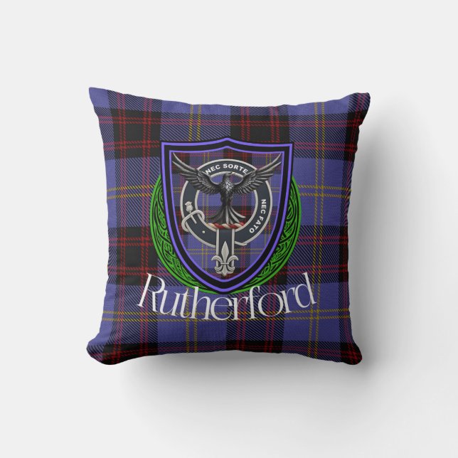 Rutherford Scottish Clan Tartan & Crest Kudde (Framsida)