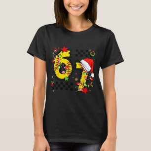 Rutig 67 Softboll Santa Hatt Jul Sex Sju T Shirt