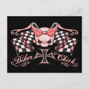 Rutig Biker-Tjej Vykort