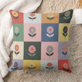 Rutig blomsterdesign kudde