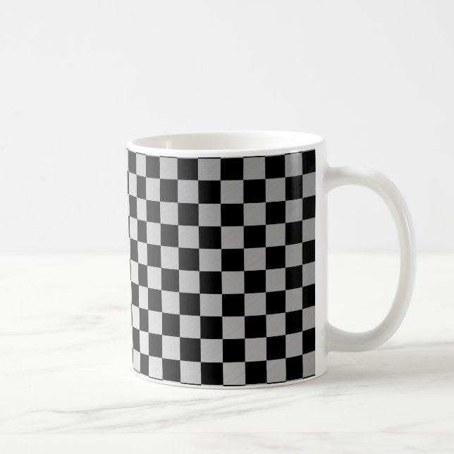 Rutig borstad stål kaffemugg (Höger)