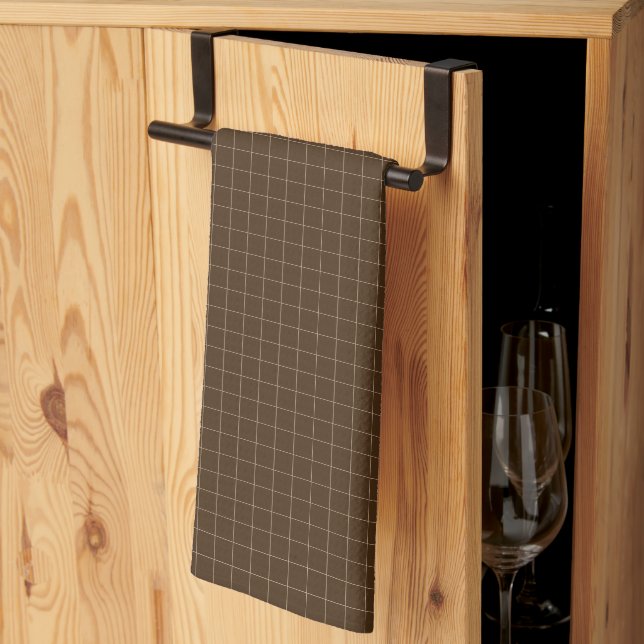 Rutig Brun Bomull  Kökshandduk (Thirds Fold)