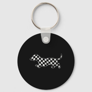 Rutig Dox Schablonsk Hund Retro Valp Kapplöpning W Nyckelring