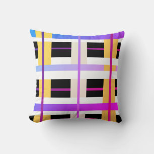 Rutig Färgrik Rosa Mönster Kastar Kudd Cushion Kudde