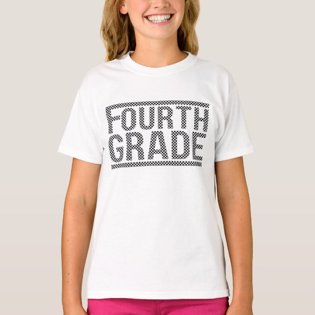 Rutig fjärde klass skjorta, fjärde klass lärare t shirt (Framsida)