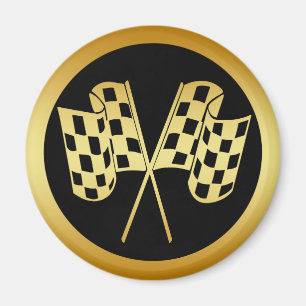 RUTIG FLAGGA FÖR GULD OCH FÖR SVART MAGNET
