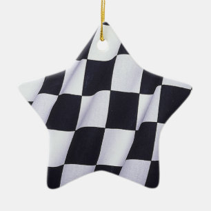 Rutig flagga julgransprydnad keramik
