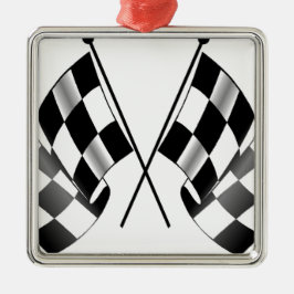 rutig flagga julgransprydnad metall