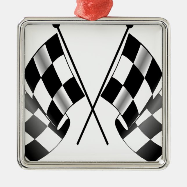 rutig flagga julgransprydnad metall (Framsidan)