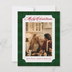 Rutig Flanell Familjefoto Jul Holiday-kort Julkort
