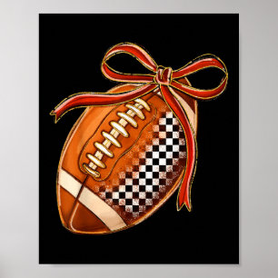Rutig fotbollsdams kokettbåge speldag touchdown poster
