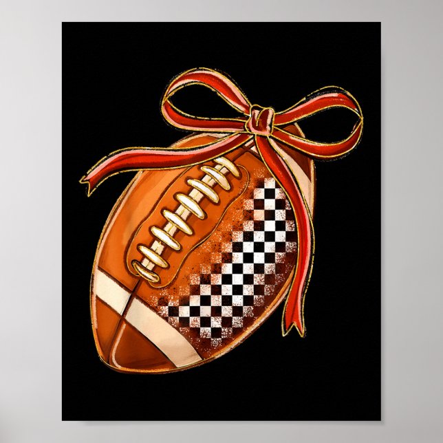 Rutig fotbollsdams kokettbåge speldag touchdown poster (Framsidan)