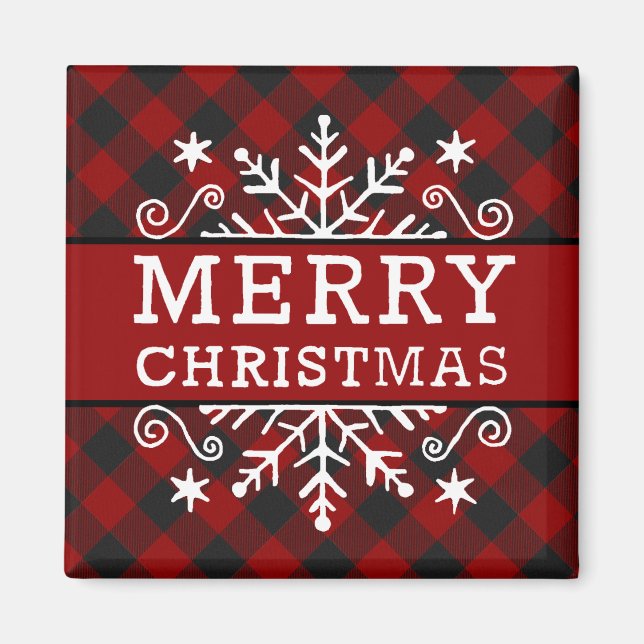 Rutig God Jul snöflinga  Magnet (Framsidan)