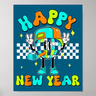 Rutig Gott Nytt År 2026 Disco Ball Nyår Poster