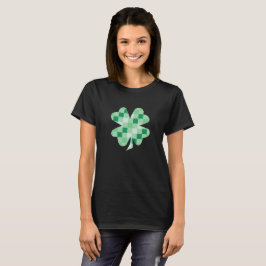 Rutig grön irländsk shamrock fyra blad klöver t shirt