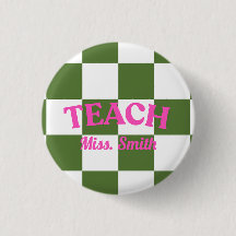 Rutig grön Teach Lärare Pin