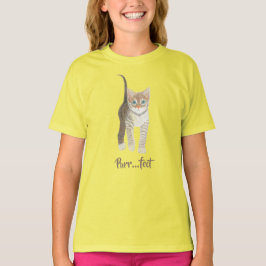 Rutig gul kattunge t shirt