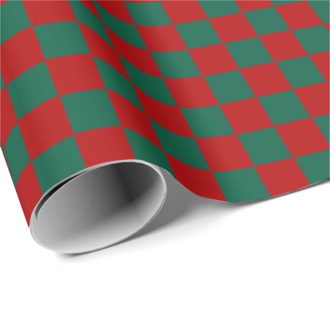 Rutig jägaregrön och vit  presentpapper (Rullad Hörn)
